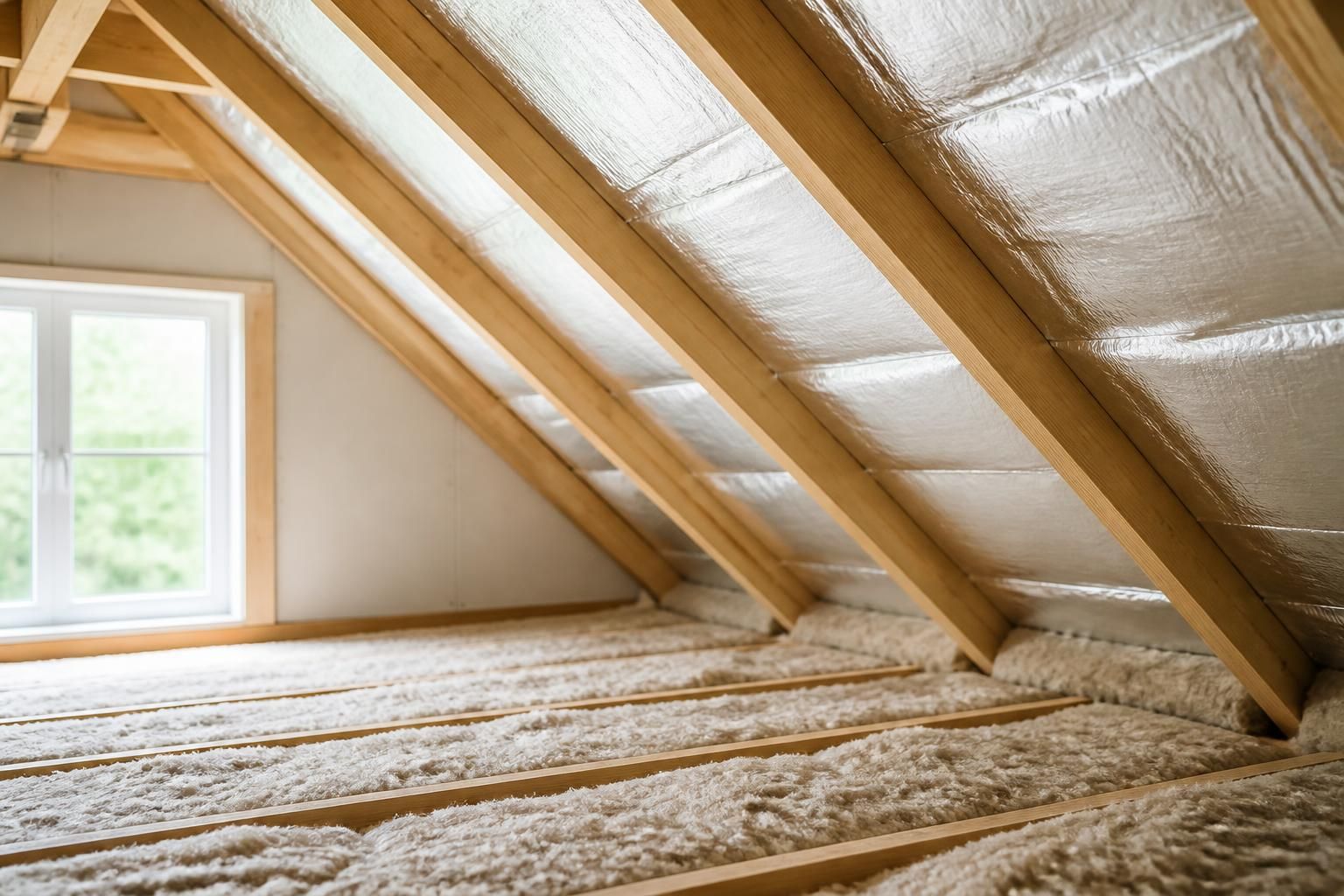 Well-insulated roof interior showing reduced heat transfer.